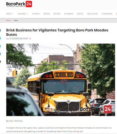 Brisk Business for Vigilantes Targeting Boro Park Mosdos Buses - July 12, 2023