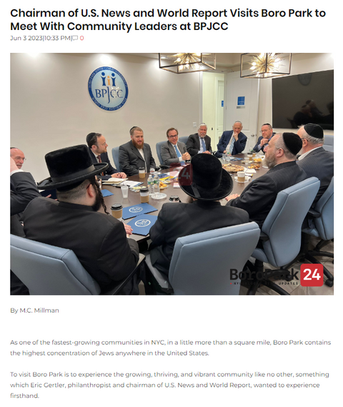 Chairman of U.S. News and World Report Visits Boro Park to Meet With Community Leaders at BPJCC - June 3, 2023