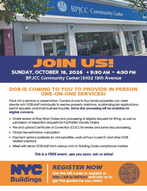 BPJCC/NYC Dept of Buildings Free, Assistance Event